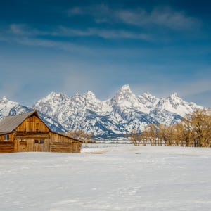 Moulton Barn Winter Landschaft Fotografie Grand Teton Nationalpark Wyoming Fotografie Druck