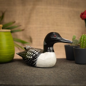 Hand Carved, Hand Painted Wooden Bird Sculpture of a Loon image 3