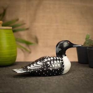 Hand Carved, Hand Painted Wooden Bird Sculpture of a Loon image 7