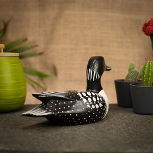 Hand Carved, Hand Painted Wooden Bird Sculpture of a Loon image 4