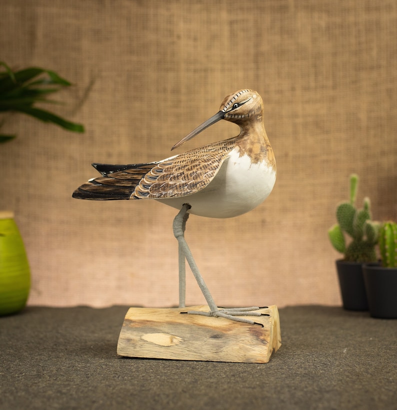 Hand Carved, Hand Painted Wooden Bird Sculpture of a Dunlin image 1