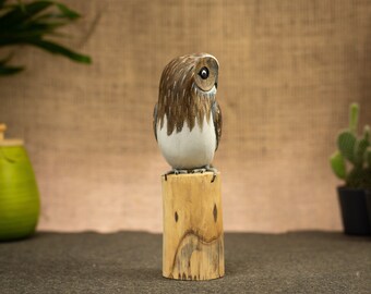 Hand Carved, Hand Painted Wooden Bird Sculpture of a Barn Owl - Etsy