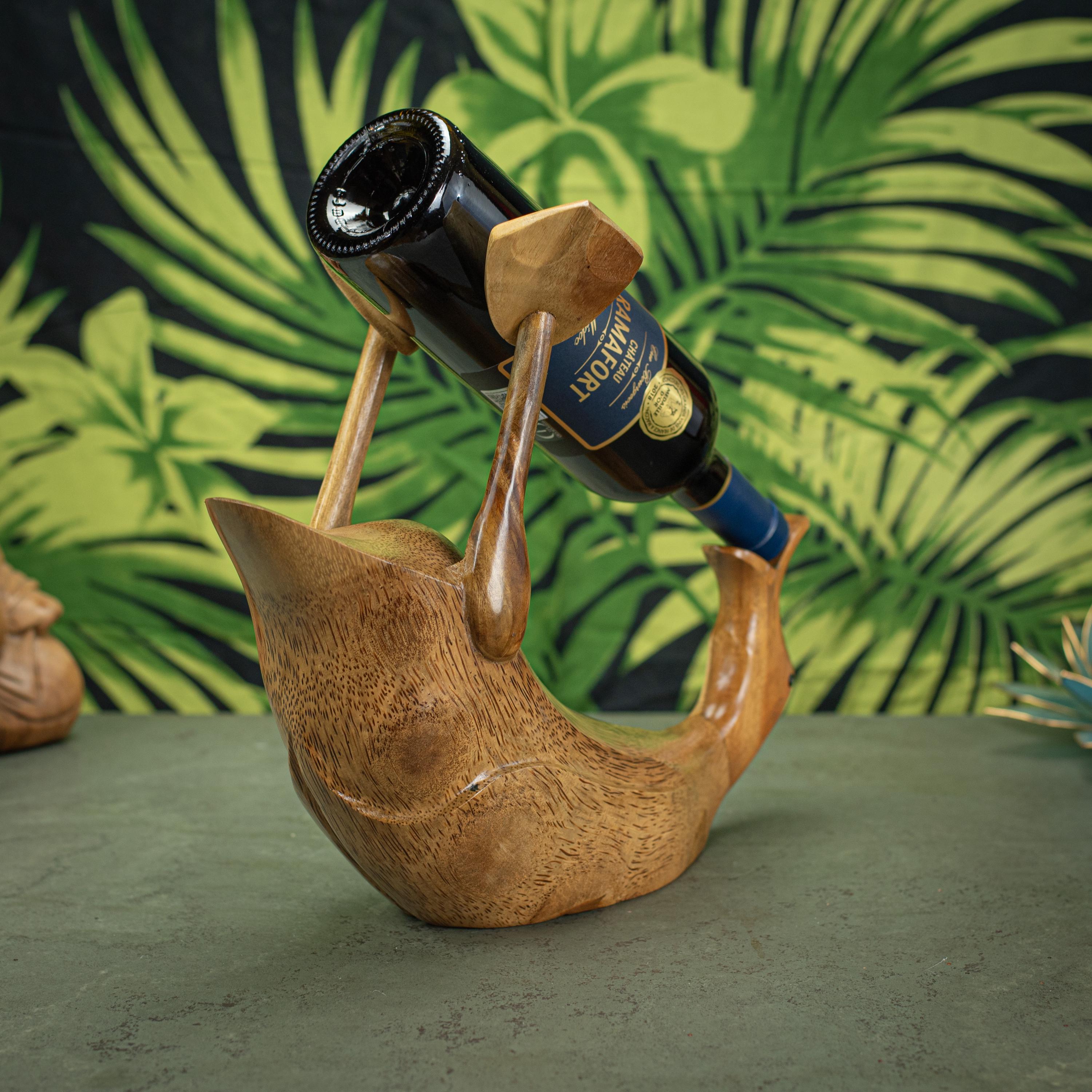 手彫り、手描きの木製アヒルのワインボトルホルダー - Etsy 日本