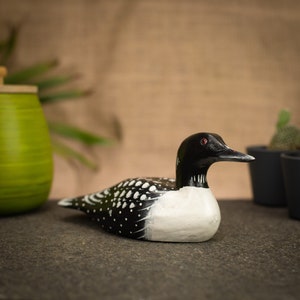 Hand Carved, Hand Painted Wooden Bird Sculpture of a Loon image 6