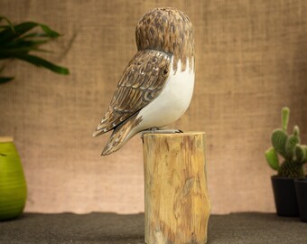 Hand Carved, Hand Painted Wooden Bird Sculpture of a Barn Owl - Etsy