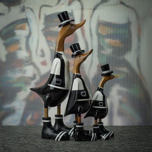 Hand Carved, Hand Painted Wooden Sculpture of a Magician Duck