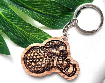 HKS Mushroom Air-intake Solid Oak Wood Keychain Bag Pendant Laser Engraved Wood Art For JDM Fans With Option of Personal text