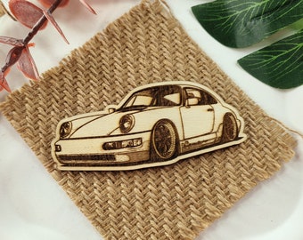 Classic German Sports Car Legend 911 Air-cooled 964 or 993 Wood Fridge Magnet The Perfect Gift for German Car Fans
