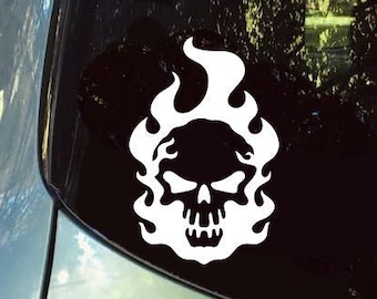 Burning Skull Vinyl Decal Stickers | Car Decal | Laptop Decal | Window Decal | Water Bottle Decal | Door Decal | Mug Mirror Tumbler