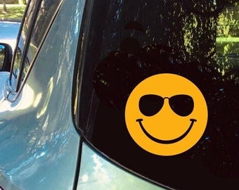 Smiley gezicht zonnebril vinyl sticker stickers, emoji smiley gezicht waterdichte vinyl sticker auto laptop raam fles deur mok spiegel koelkast