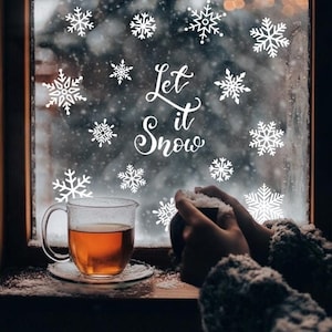 Winter Schneeflocke Aufkleber, Weihnachten Fenster Vinyl Aufkleber, Winter Urlaub Dekorationen, Weihnachtsdekoration, Let It Snow Weihnachten Fenster Aufkleber