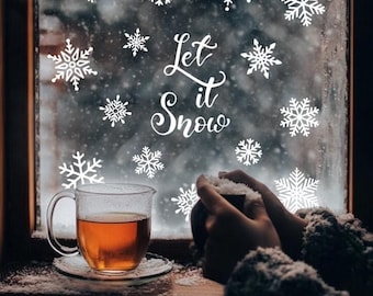 Winter Snowflake Decal, Christmas Window Vinyl Decal, Winter Holiday Decorations, Christmas Decorations, Let It Snow Christmas Window Decal