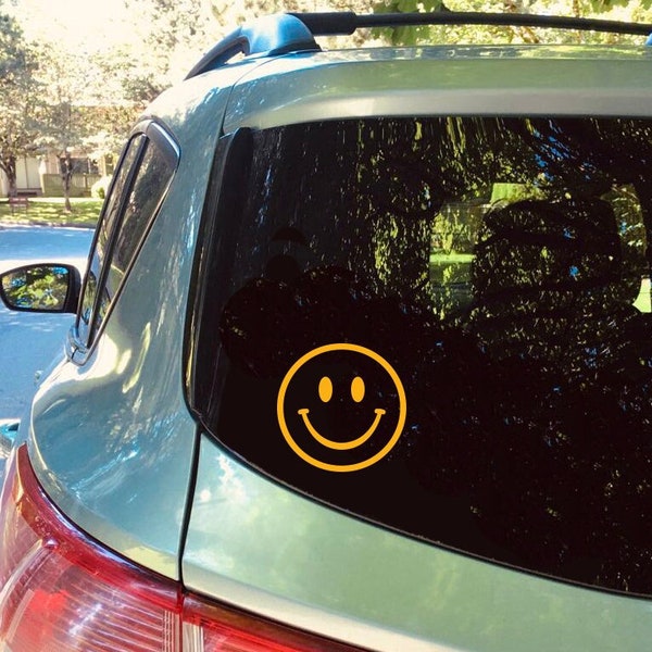 Smiley Face Vinyl Decal Stickers,  Emoji Smiley Face Waterproof Vinyl Decal for Car Laptop Window Bottle Door Mug Mirror Refrigerator