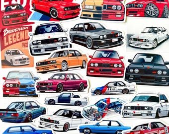 23pc Vinyl stickers for E30 M3 E30 3 Series with German Legend Sports Car Icon