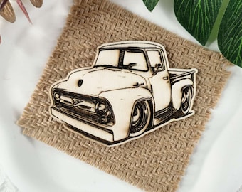 Classic American Pickup truck Ford F-100 Wood Fridge Magnet