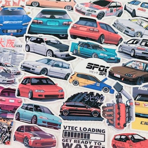24pc Classic Japanese car Civic EG6 SIR VTI EG4 Vinyl Stickers JDM Legend Sports Cars