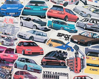 24pc Classic Japanese car Civic EG6 SIR VTI EG4 Vinyl Stickers JDM Legend Sports Cars