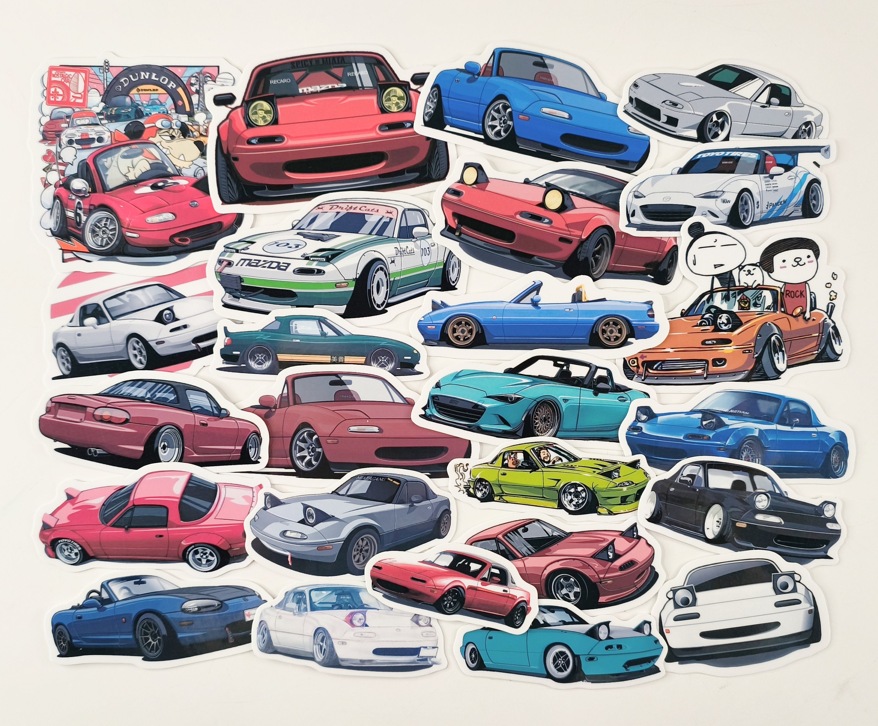 25pc Japanese Classic MX5 Miata Vinyl Stickers Classic Japanese JDM Legend  Sports Cars - Etsy, image size:3000x2480