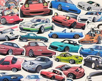 25pc Japanese classic MX5 Miata Vinyl stickers Classic Japanese JDM Legend Sports Cars