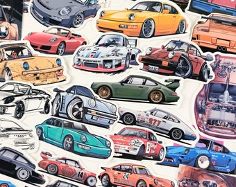 29-delige vinylstickers voor 911 930 964 993 996 997 Carrera RS GT vinylstickers met optie om houten koelkastmagneet te kopen Duitse legende sportwagen