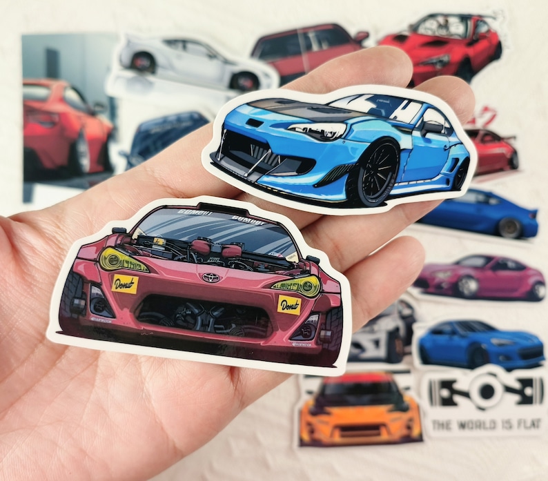 May include: A set of 10 car stickers featuring various car designs. The stickers are printed on high-quality vinyl and are waterproof and fade-resistant. The stickers are perfect for adding a touch of personality to your car, laptop, or water bottle.