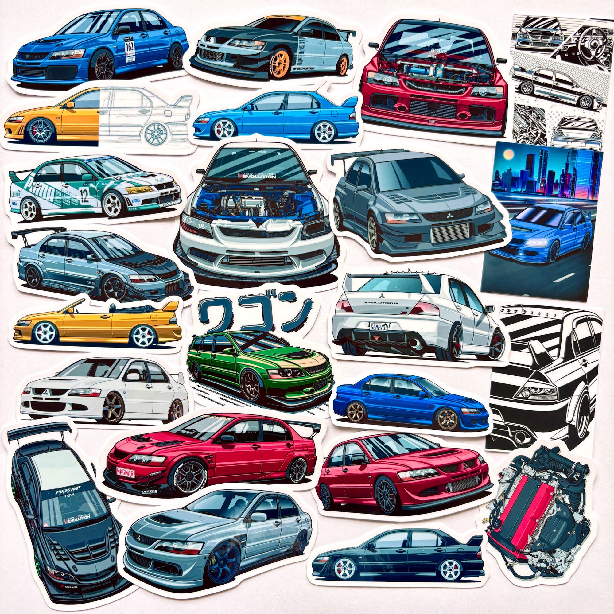 Sticker Rally Sport 23pc JDM Rally Legend Lancer Evolution EVO 7 8 9 Vinyl Decal Stickers ...
