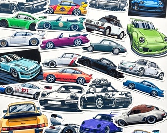 25pc Vinyl Stickers for Air-cooled 911 930 964 993 RS GT Carrera German Classic Legend Sports Car