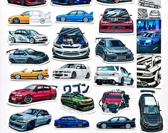 23 adesivi in vinile JDM Rally Legend Lancer Evolution EVO 7 8 9 Rally Art Classic Japanese Sports Car EVO Fans