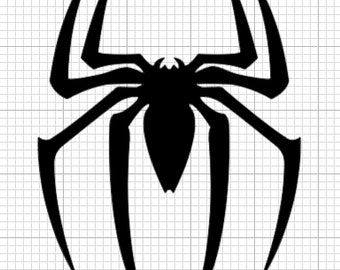 May include: Black and white silhouette of a spider web design. The spider web is stylized and has a sharp, angular look.