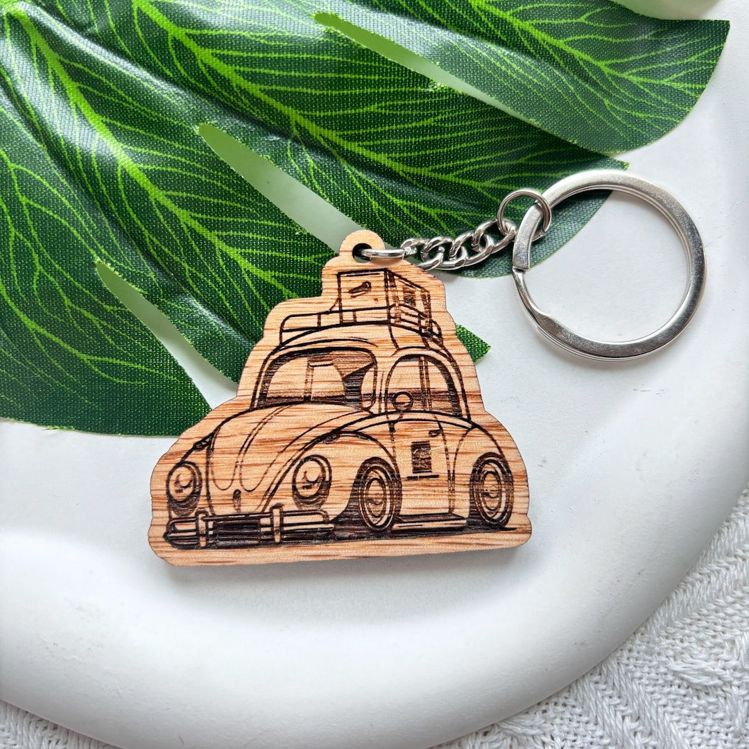 DUB Legdend Beetle Oak Wood Keychain Bag Pendant Laser Engraved Wood ...