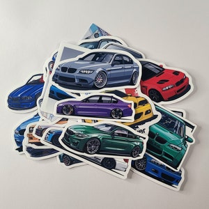 23 Stück Vinyl Aufkleber für BMW M3 E30 E36 E46 E90 F30 Vinyl Aufkleber mit deutscher Legende Sportwagen