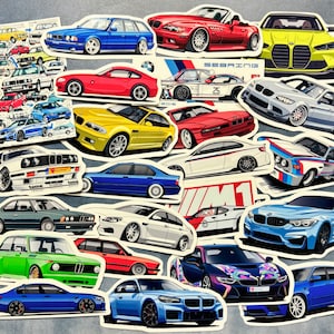 23pc Vinyl Stickers for BMW M power cars M3 M5 M6 X5M Z3M Z4M 2002ti M1 M2 i8 Option of Wood Fridge Magnet German Legend Sports Car