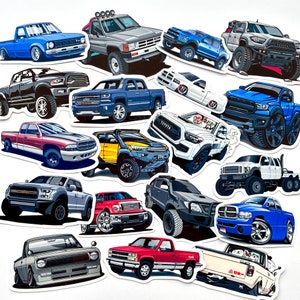 Klassische Pick-Up Trucks Vinyl Aufkleber Option für Holz Kühlschrankmagnet