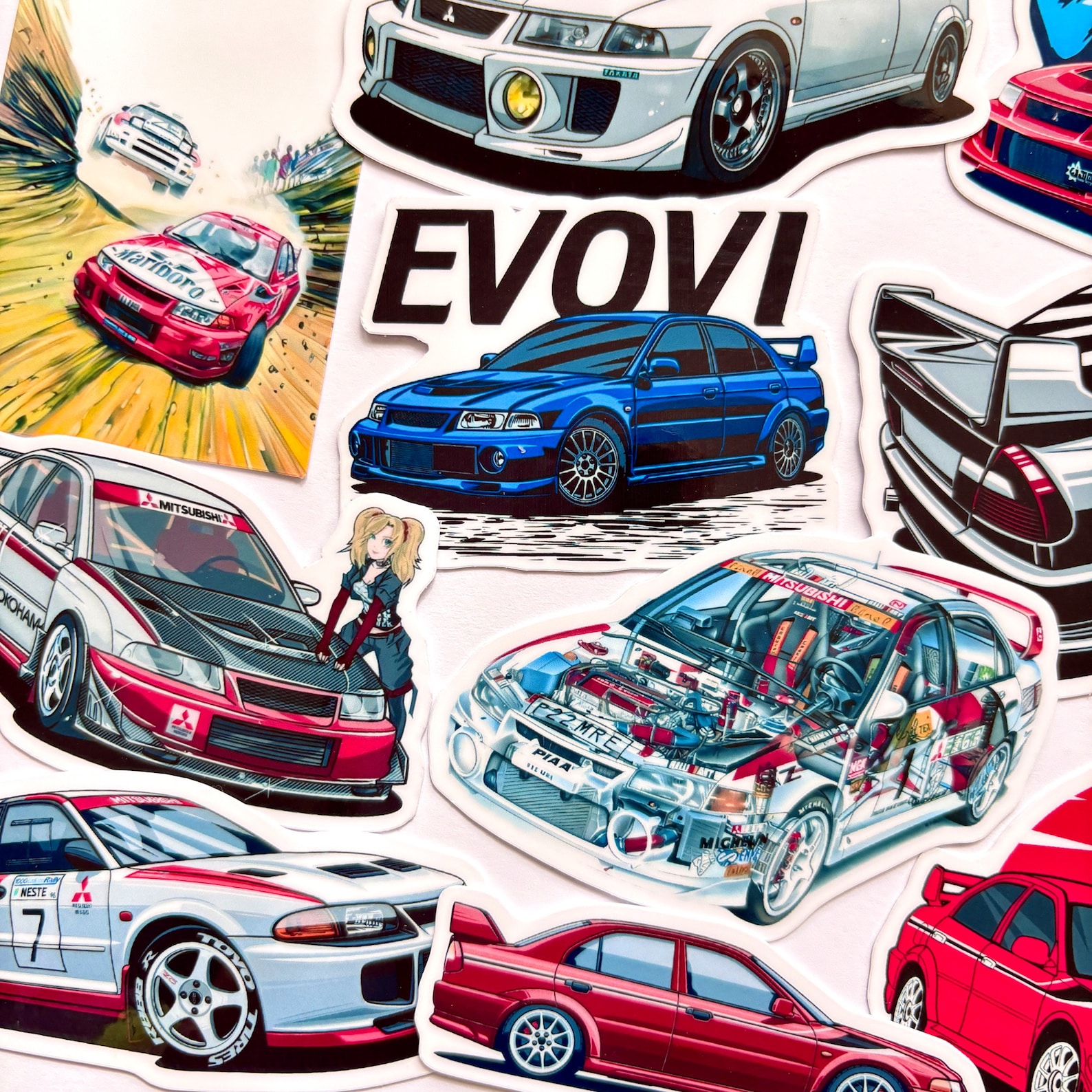 20pc JDM Rally Legend Lancer Evolution EVO 2 3 4 5 6 6.5 Vinyl Decal ...