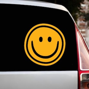 Smiley Face Vinyl Decal Stickers, Emoji Smiley Face Waterproof Vinyl Decal for Car Laptop Window Bottle Door Mug Mirror Refrigerator