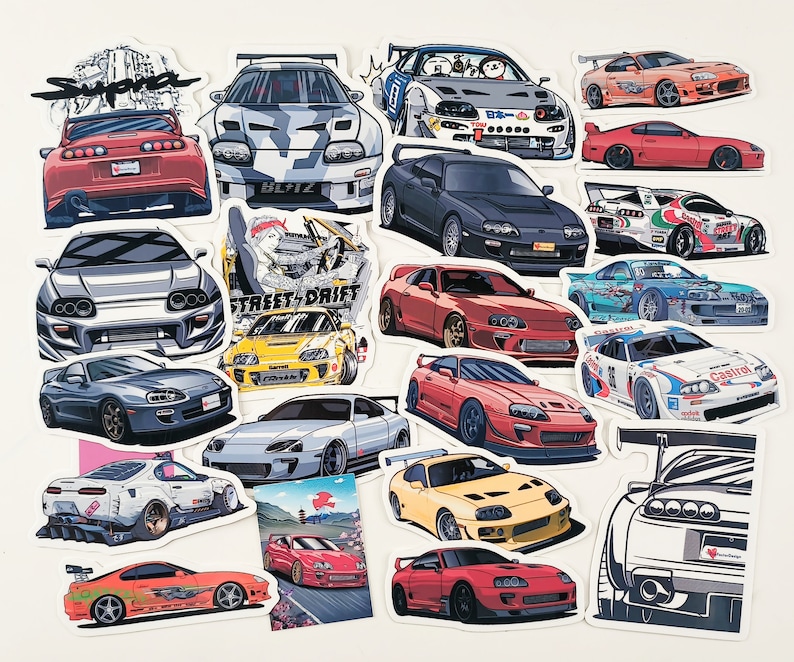 21pc Classic Japanese Supercar MK4 Supra JDM Vinyl Stickers JDM Drift ...