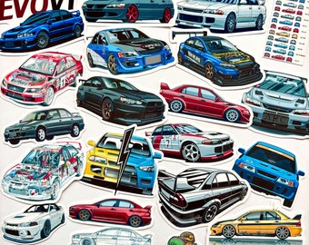 21 adesivi in vinile JDM Rally Legend Lancer Evolution Family EVO2 EVO3 EVO4 EVO5 EVO6 EVO6.5 Tommi Makinen EVO 7 EVO8 EVO9 EVO10