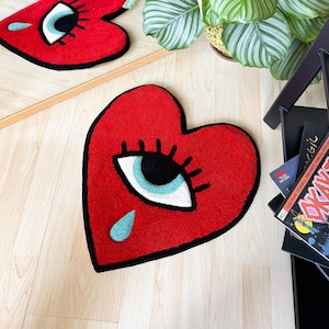 Crying Heart Tufted Rug / Handmade Tuft Rug, Custom Rug