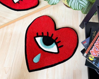 Crying Heart Tufted Rug / Handmade Tuft Rug, Custom Rug