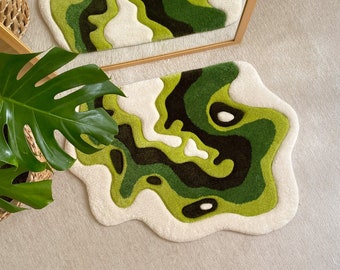 Green Moss Tufted Rug / Custom Rug, Fluffy & Soft, Handmade Rug, Housewarming Gifts, Handmade Gift