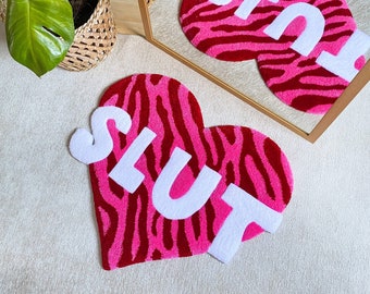 Slut Fluffy Tuft Rug / Custom Tufted Rug, Personalized Rug, Housewarming Gift