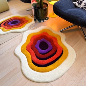 Custom Handmade Tufted Rug / Psychedelic Rug, Fluffy Tufted Rug, Personalized Rug