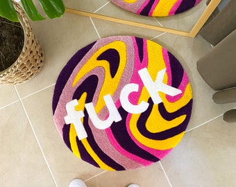 Fuck Colorful Tufted Rug / Soft and Fluffy, Handmade Custom Tuft Rug