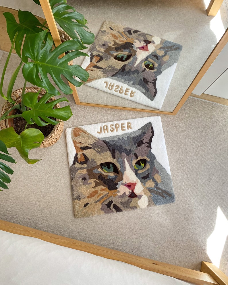 Custom Pet Portrait Tufted Rug, Personalized Animals Rug, Cat Portrait, Handmade Gift, Dog Portrait Rug, Pet Gift, Handmade Rug image 1