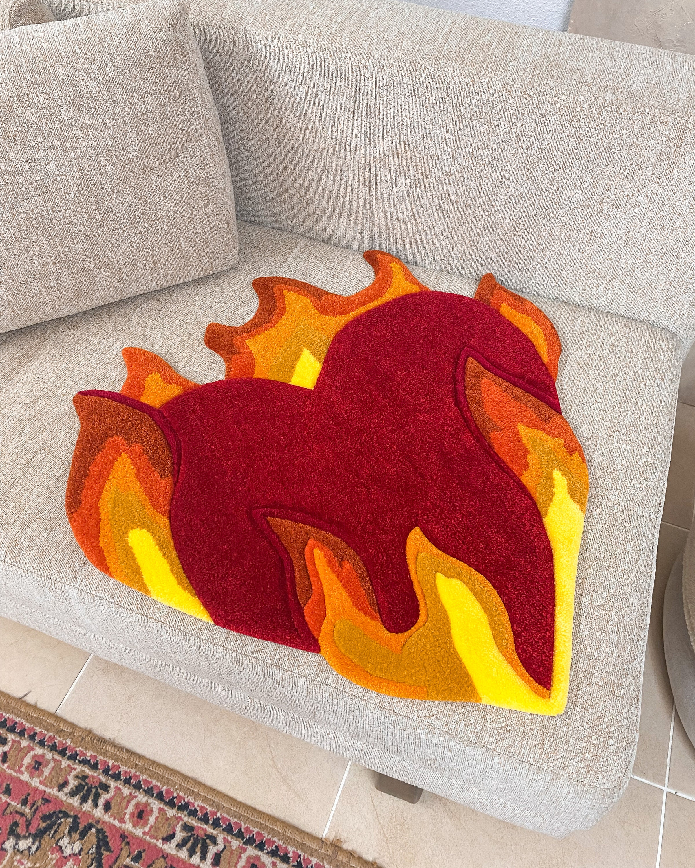 Flaming Heart Tufted Rug | Custom Rug, Handmade Rug, Fluffy & Soft ...