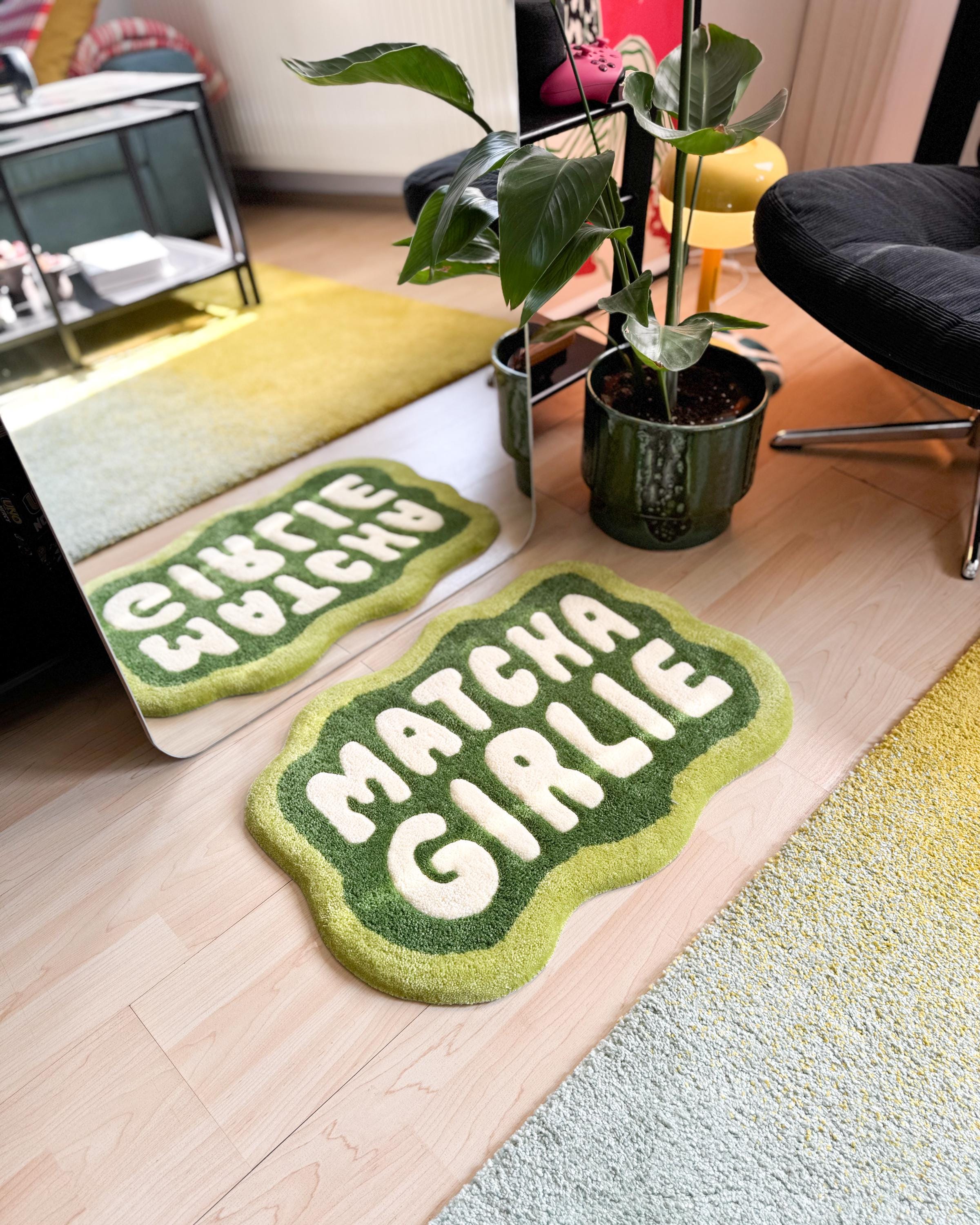 Matcha Girlie Rug, Custom Tufted Rug, Housewarming Gifts, Green