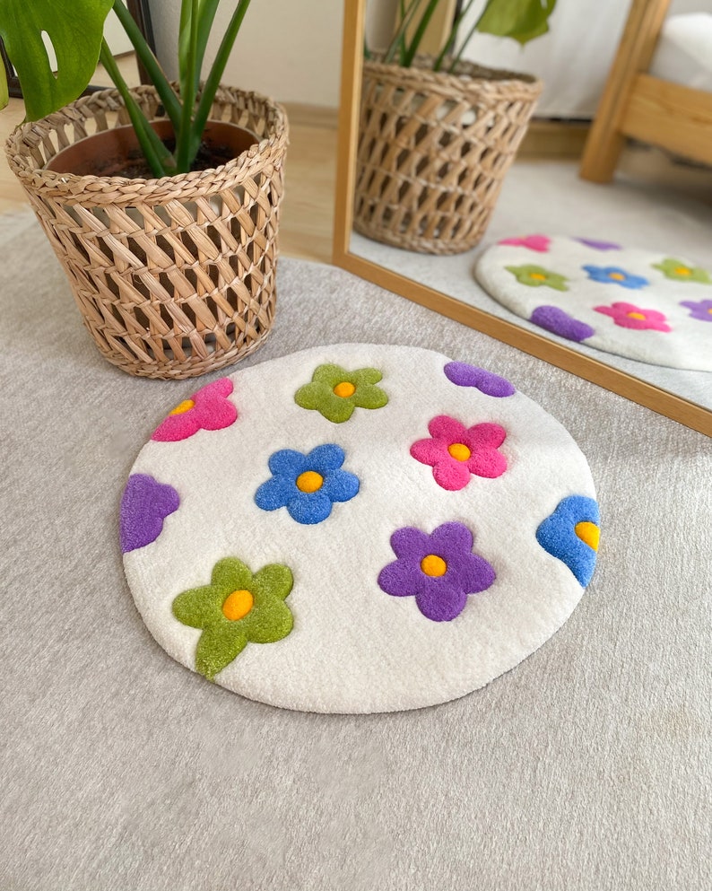 Tuft Rug Flower / Hand Tufted Rug, Custom Rug, Soft and Aesthetic ...