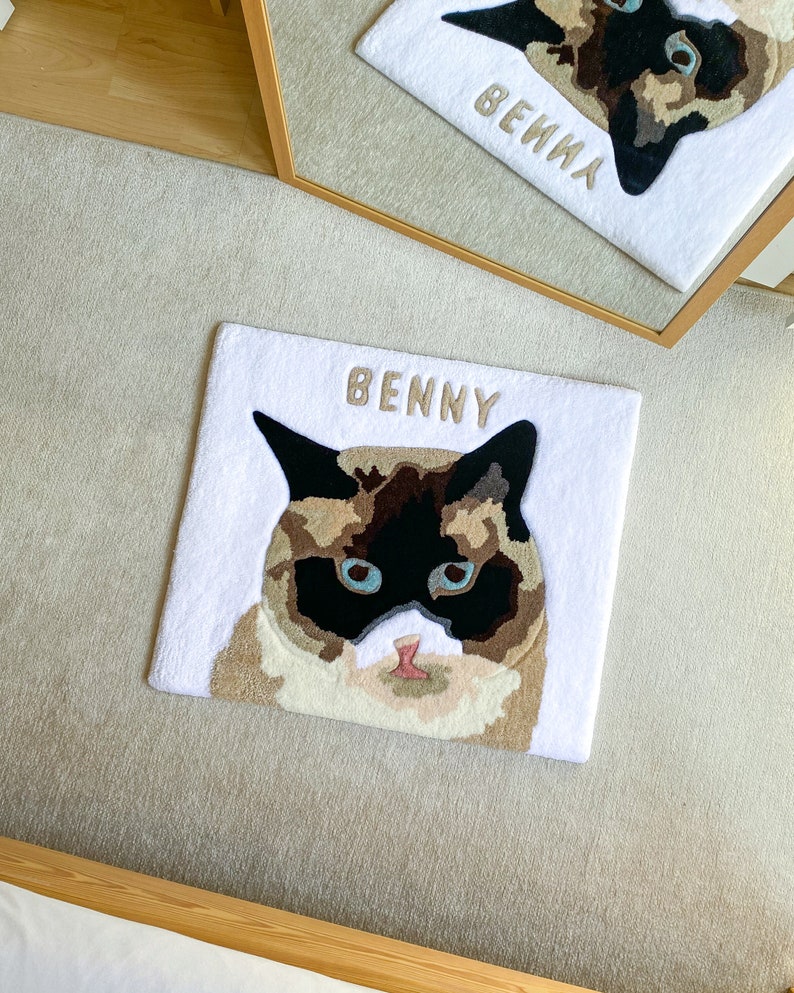 Custom Pet Portrait Tufted Rug, Personalized Animals Rug, Cat Portrait, Handmade Gift, Dog Portrait Rug, Pet Gift, Handmade Rug image 9