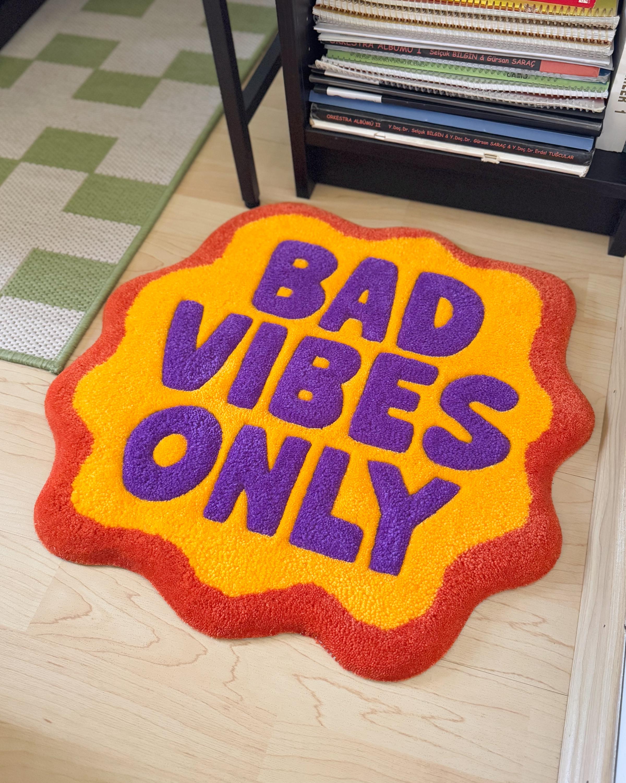 Stupid Rug Bad Vibes Only Tufted Rug / Hand Tufted Rug, Funny Rug, Personalized ...