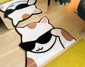 Cool Cat Tufted Rug / Handmade Tuft Rug, Fluffy & Soft Rug